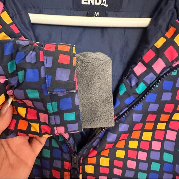 Lands end rainbow square winter coat Y2K teens size medium 10-12 - Picture 3 of 5